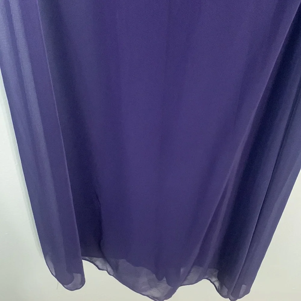 Adrianna Papell Women's Size 2P Petite Draped Ruched Mesh Maxi Dress Indigo Blue - Picture 6 of 13